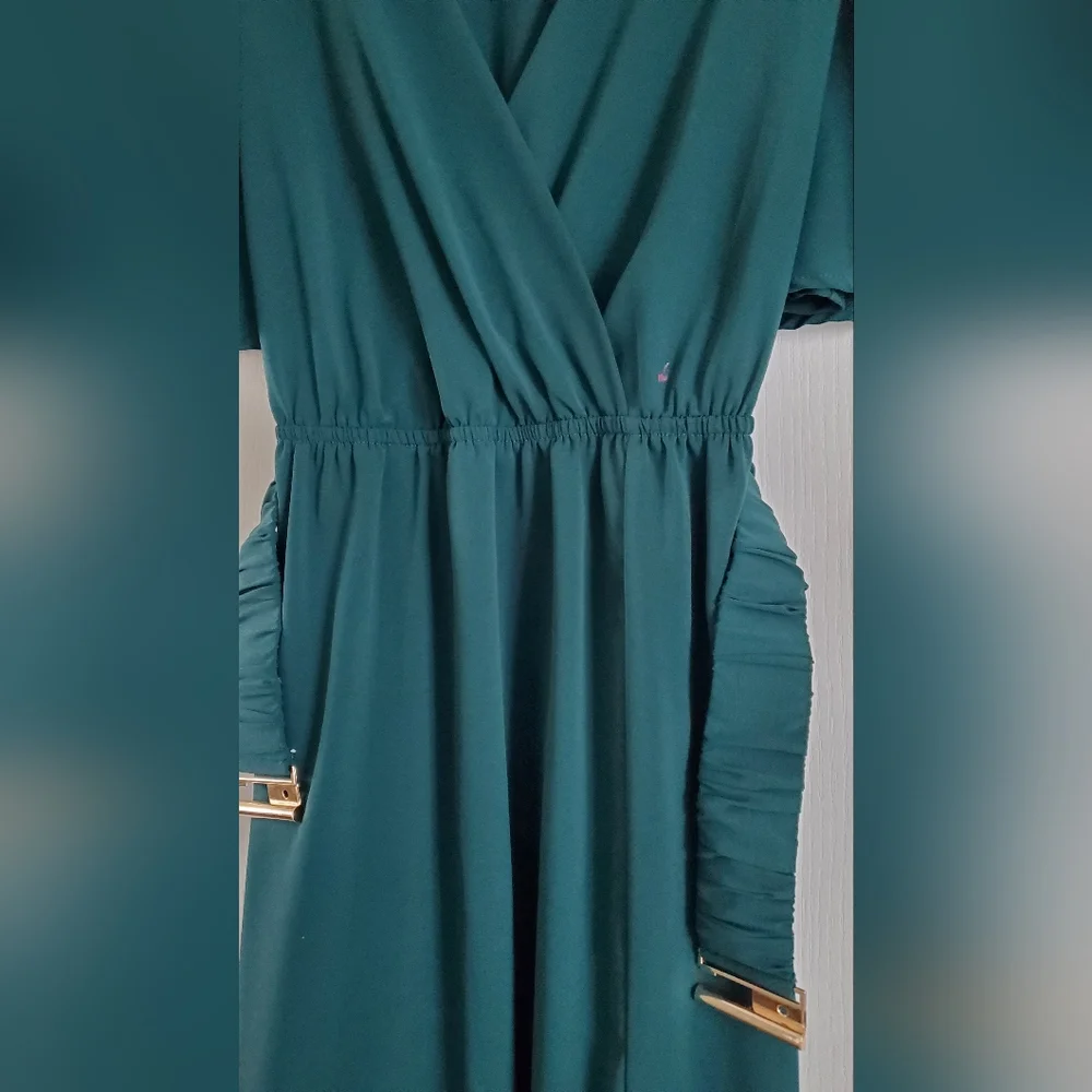 Dark Green Maxi Dress with Belt - Picture 4 of 4